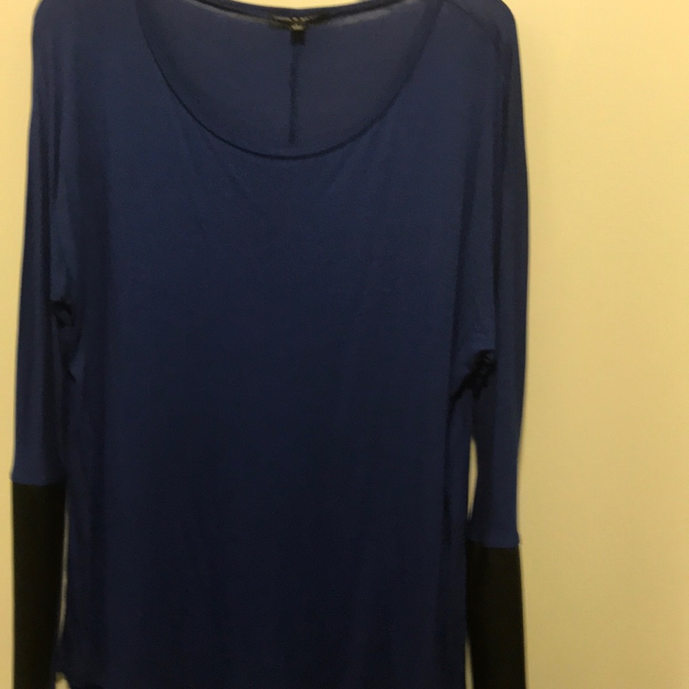 Teal blue Knit and leather top
